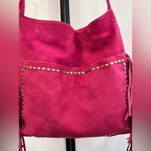 STEVE MADDEN LEATHER SUEDE SHOULDER BAG W/Fringe on sides-Preloved condition